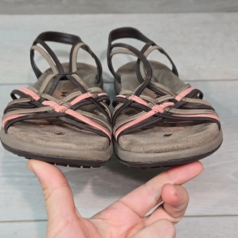 Skechers Womens Memory Foam Reggae Strappy Sandals Slide Flats shoes sz 7
